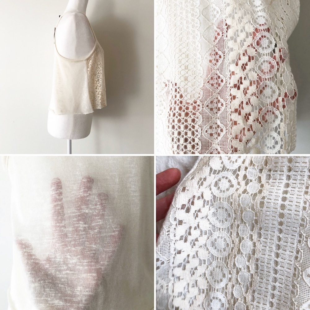 American Eagle | Two-Toned Sheer Lace Crop Top NWT - Picture 3 of 8